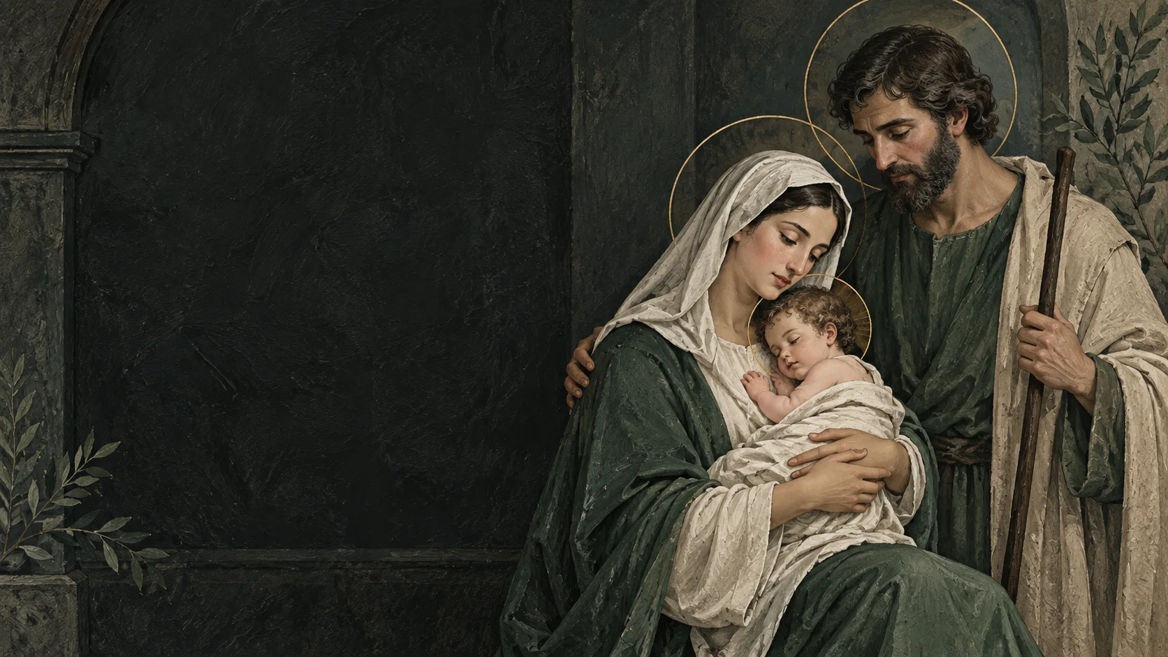 Arte ilustrativa de Maria, José e o Menino Jesus